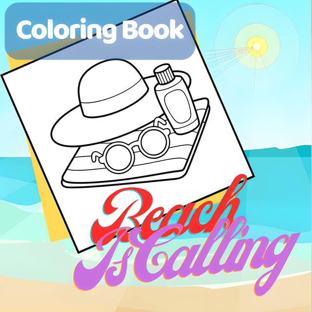 Summer Friends – At the Beach, Cozy Summer Bold and Easy Coloring Book interior page 2