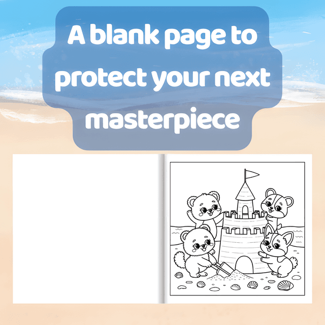 Summer Friends – At the Beach, Cozy Summer Bold and Easy Coloring Book interior page 3