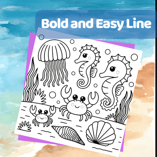 Summer Friends – Under the Sea Adventure, Cozy Summer Bold and Easy Coloring Book interior page 5