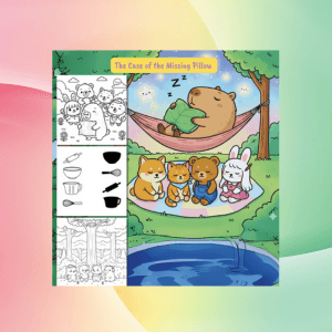 Kawaii Capybara Coloring Book The Case of the Missing Pillow interior page 6