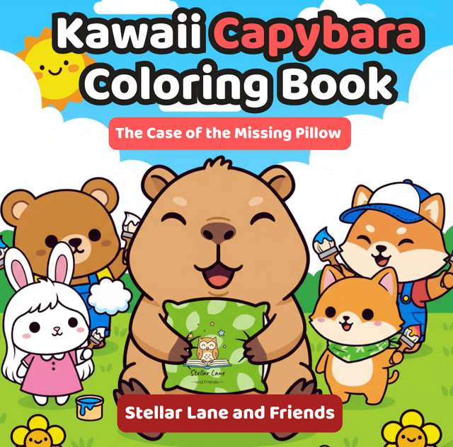 Kawaii Capybara Coloring Book The Case of the Missing Pillow cover