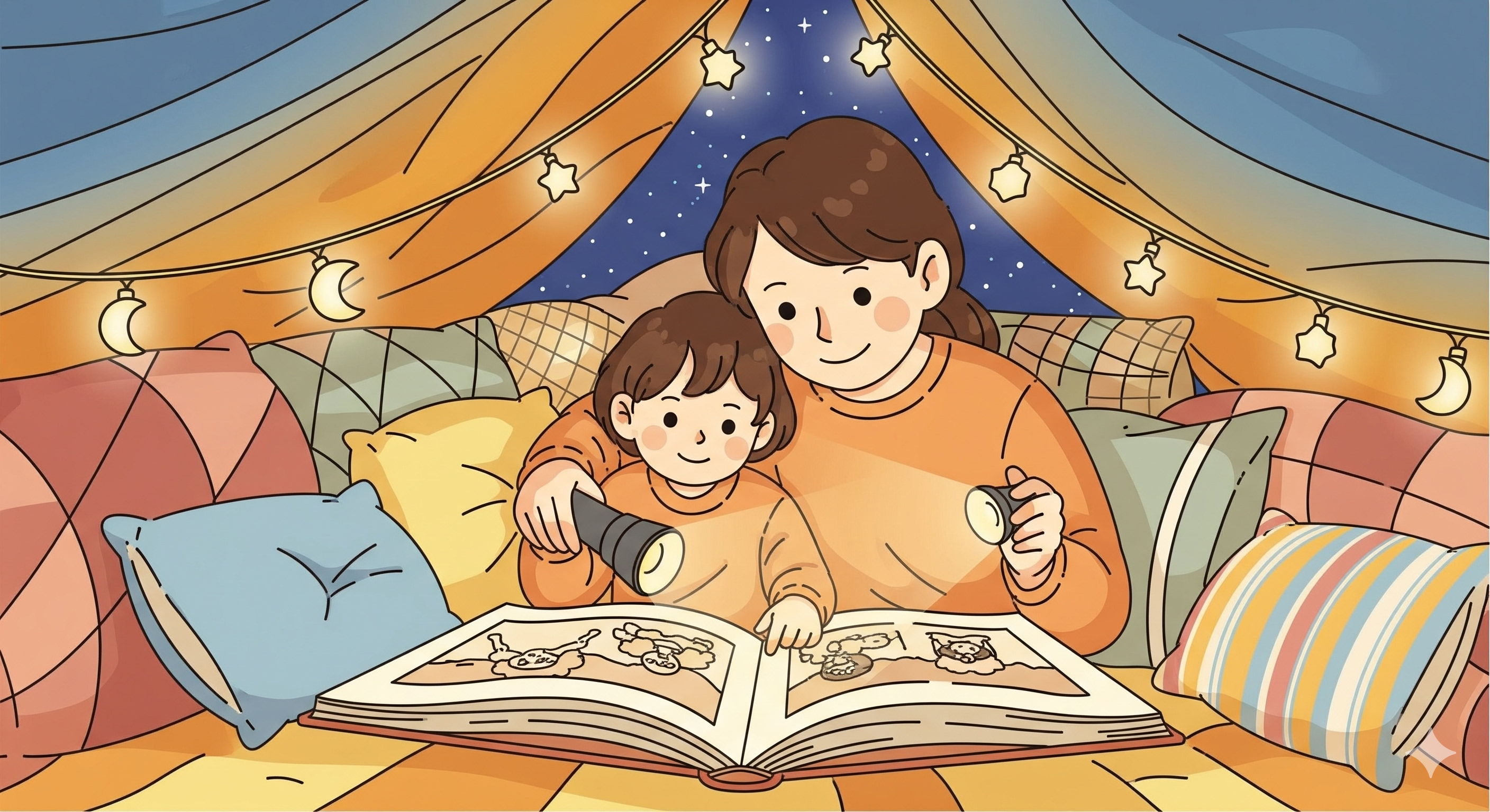 Cozy family reading together - The heart of our story